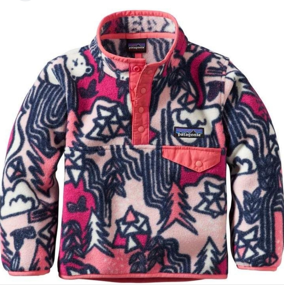 Patagonia Pink and Black Fleece Hoodie